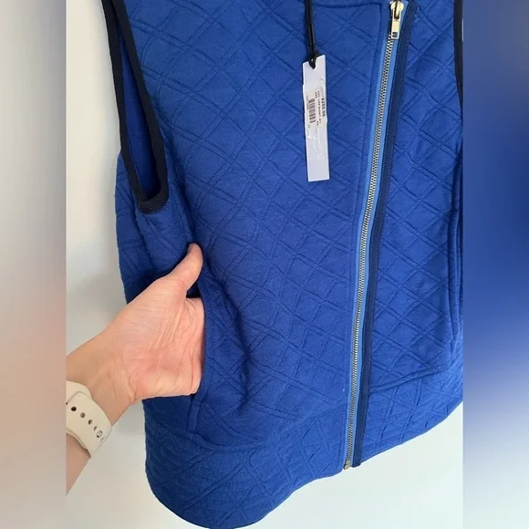 NWT Sanctuary Blue Quilted Moto Vest Asymmetrical Zip Size S - Picture 6 of 8